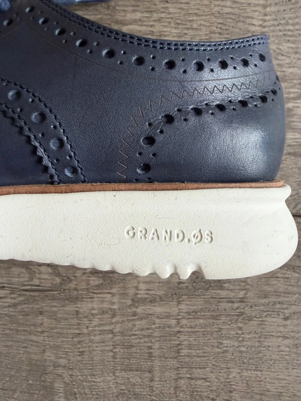 Cole Haan ZeroGrand Wingtip Oxford Navy Leather Shoes Men’s 7.5M - Picture 9 of 15